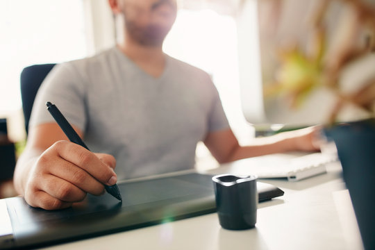 Hand of male designer