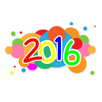 Happy new year 2016 hand lettering calligraphy colorful cycle ba