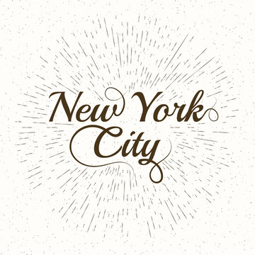 Vintage Hand lettered textured New York