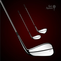Golf sticks on the dark background as vector design elements