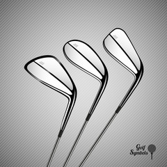 Golf  sticks on the gray background as vector design elements