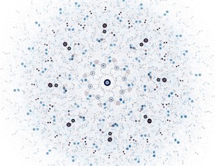 Elementary Particles series. Interplay of abstract fractal forms on the subject of nuclear physics science and graphic design.