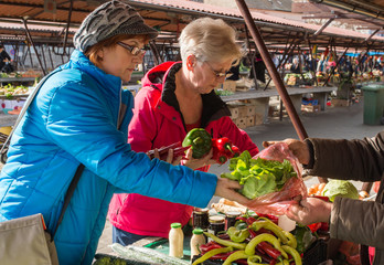 senior ladies at market