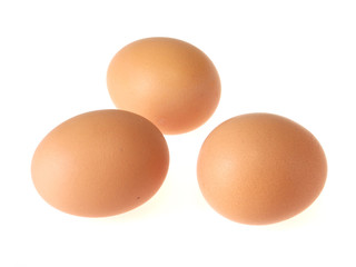 Fototapeta na wymiar three eggs isolated on white background