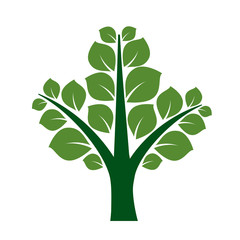 Color Tree and Roots. Vector Illustration.