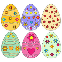 Colorful Easter Egg Collection over white Background