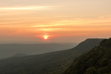 sunrise over black forest mist