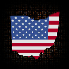 Ohio map flag on hex code illustration