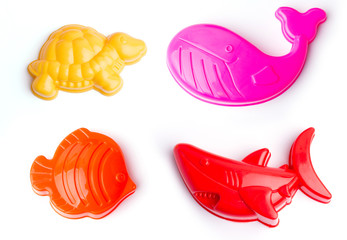 collection of Beach toys isolated on white background