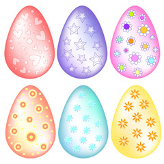 Colorful Easter Egg Collection over white Background
