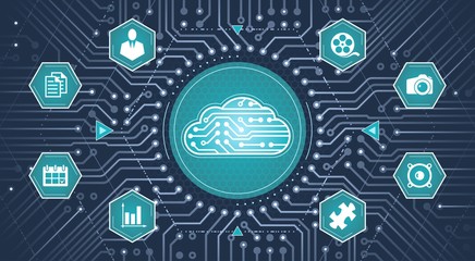 Cloud Computing Service. Infographical template on the subject of 'Cloud Computing Technologies'.
