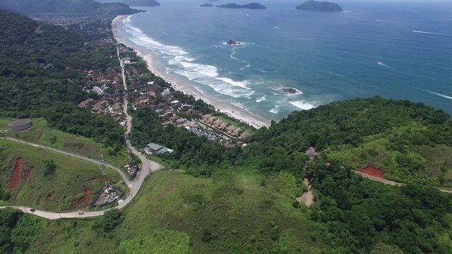 Aerial view of Juquehy Beach, Sao Paulo, Brazil