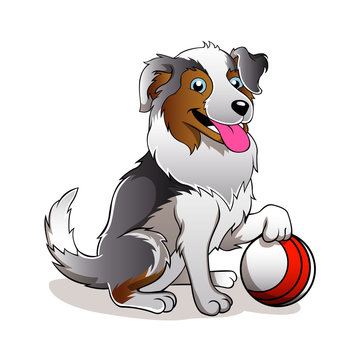 Vector illustration of Cartoon Dog with ball