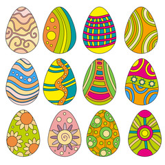 Colorful Easter Egg collection over white background