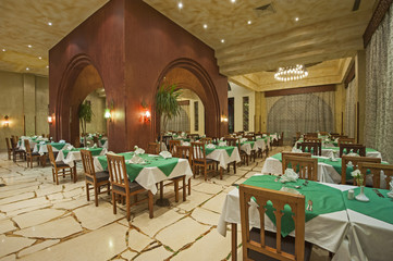 Interior of a luxury hotel restaurant