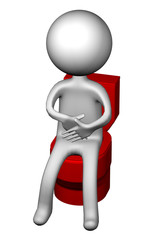 3d Man on the toilet seat