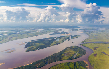 Amur river in Russia near Khabarovsk - obrazy, fototapety, plakaty