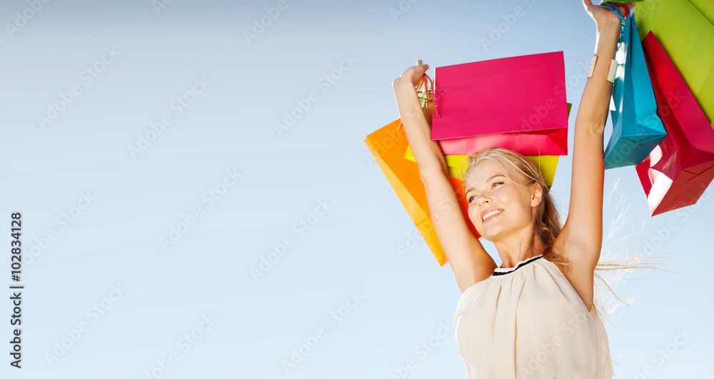 Wall mural woman with shopping bags