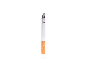Dependence on tobacco smoking, cigarette on a white background,