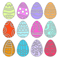 Colorful Easter Egg Collection over white background