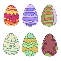Colorful Easter Egg Collection over white background