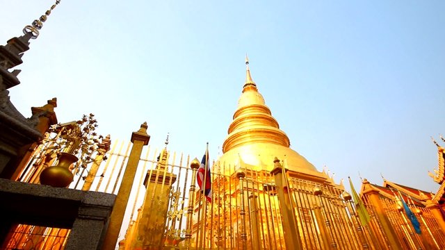 pagoda wat Phra That Hariphunchai Lumphun provine Thailand.