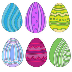 Colorful Easter Egg Collection over white background