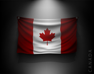 waving flag canada on a dark wall