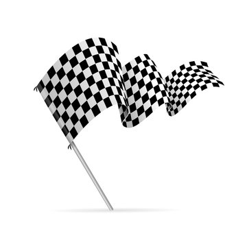 Single Checkered Racing Flag Avto. Vector