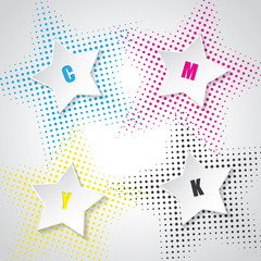Abstract cmyk background with 3d stars