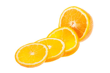 bright orange background from slices of juicy mandarins