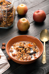 Granola with apple and oatmeal