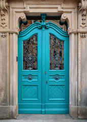 Fototapeta premium Traditional european facade with entance door