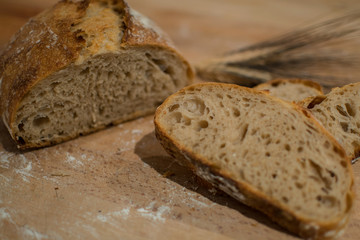 loaf of bread made ​​with freshly baked sourdough