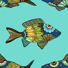 seamless pattern with fish - 102838954