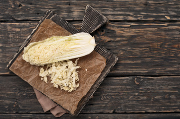 Chinese cabbage on a cutting board
