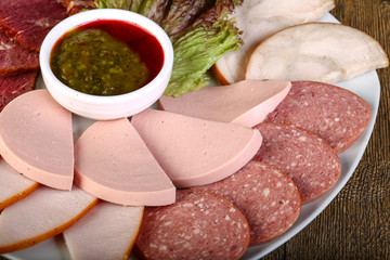 Sliced sausages