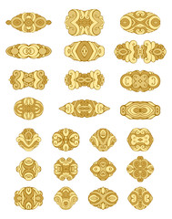 Set of gold design elements and page decorations.