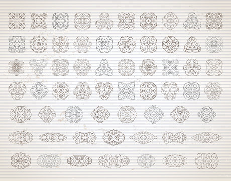 Vector set of vintage design elements and page decorations.