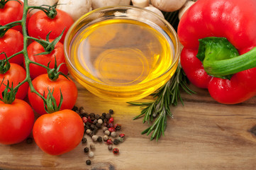 Vegetables mix with mushrooms, spices and fragrant not refined o