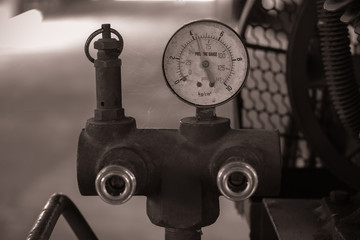 pressure, gauge, old, unsafe meter pump.
