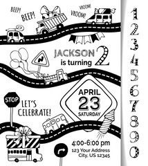 Vector Birthday invitation template for boy.