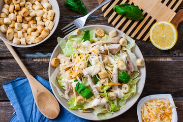 caesar salad on bowl