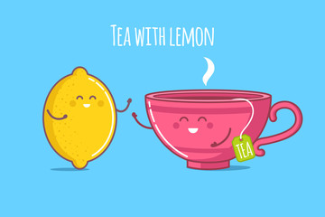 Characters tea with lemon
