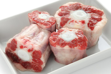 fresh raw oxtail isolated on white background