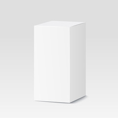 Cardboard box on white background. White container, packaging. Vector illustration
