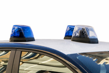 Luce lampeggiante dei Carabinieri isolato su sfondo bianco