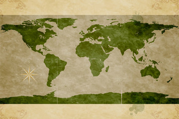 Map of the World. Old paper texture