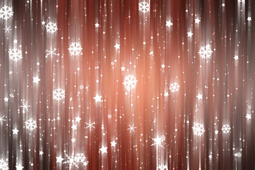Christmas orange background. The winter background, falling snow