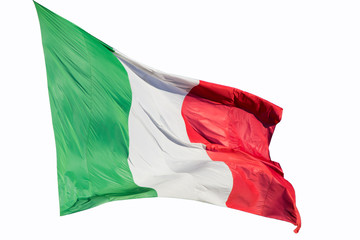 Bandiera italiana che sventola su sfondo bianco
